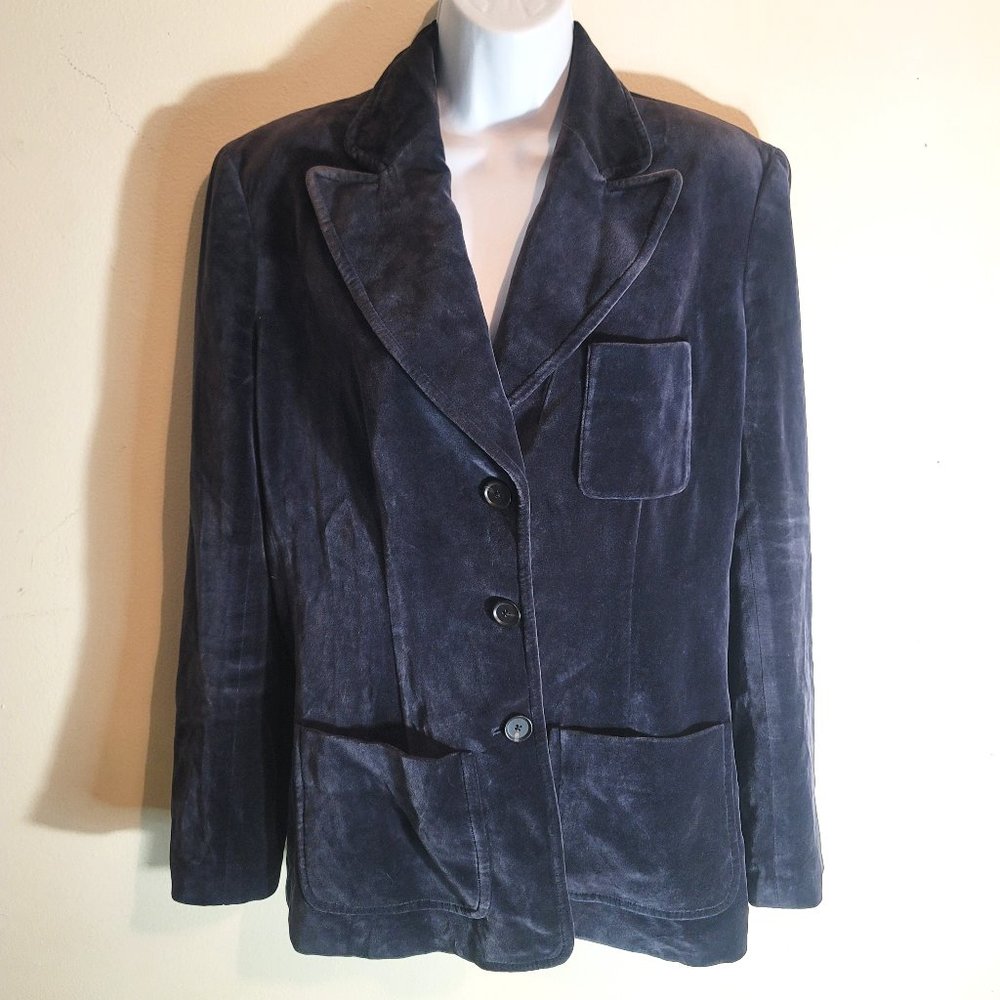 Body by Victoria Victoria's Secret Velvety Silk Blend Blue Blazer Size 14